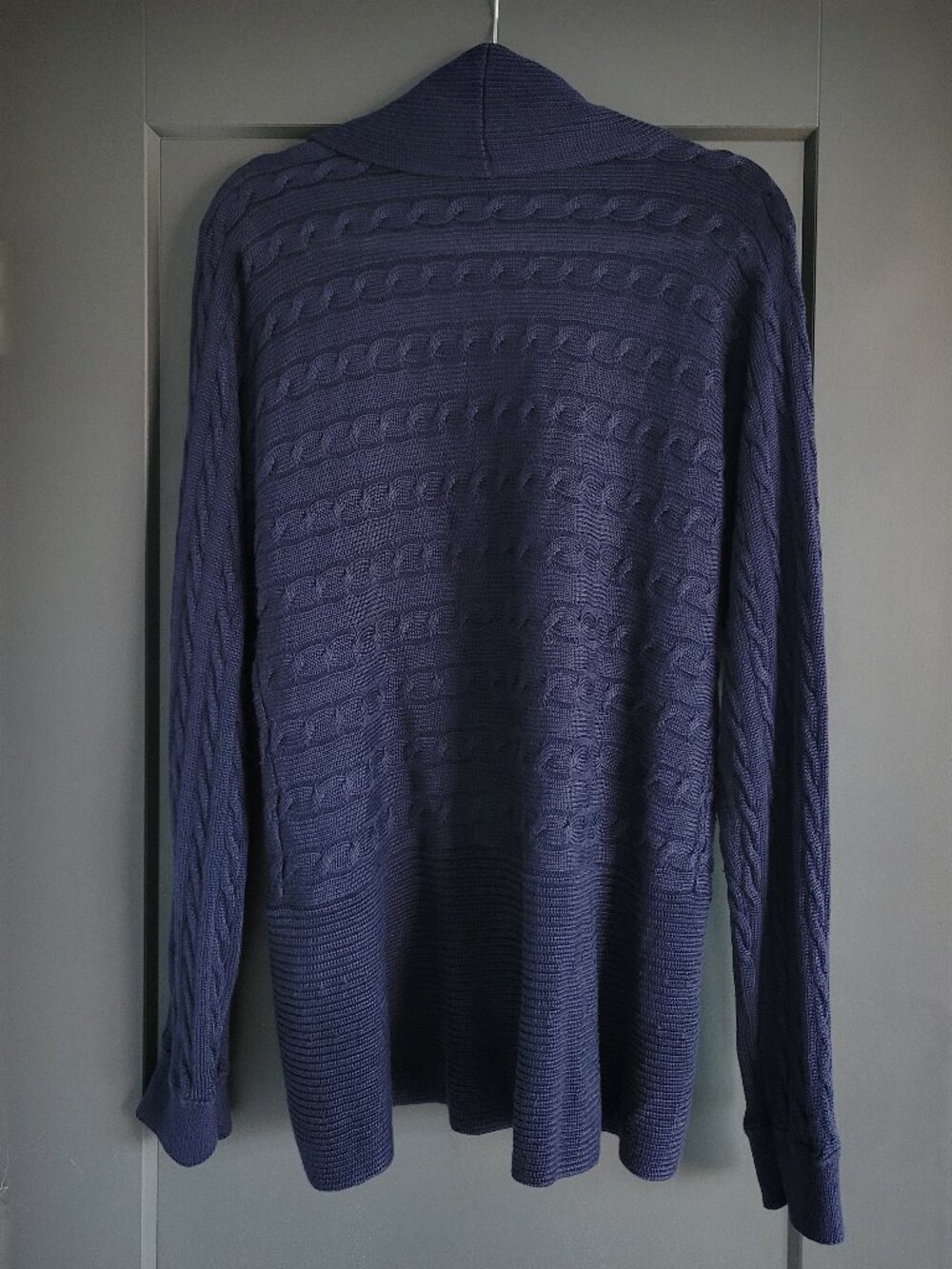 Lauren Ralph Lauren Navy  Cable Knit Shawl Collar Open Cardigan - Picture 10 of 12
